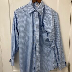Brooks Brothers Blue and White Gingham Dress Shirt 15 32 Regent